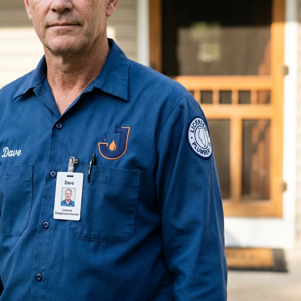 Licensed plumber showing ID badge in Sistersville, WV