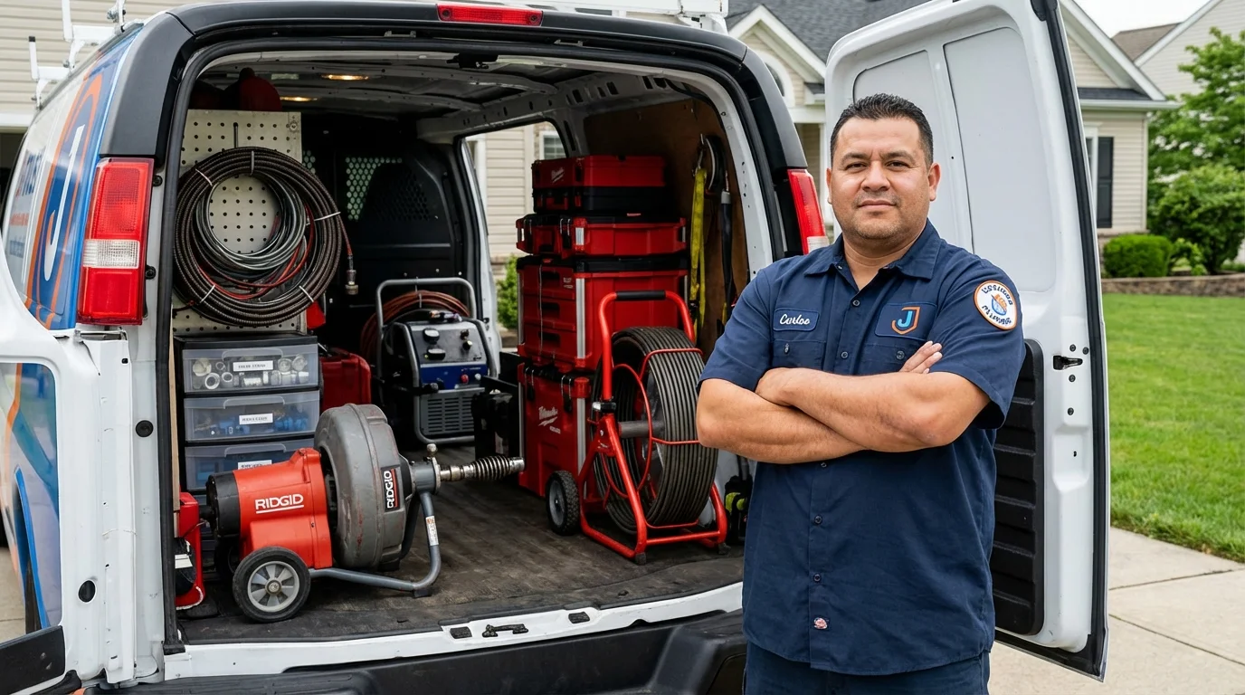 Professional drain cleaning equipment and Johns Plumbing LLC plumber in Sistersville