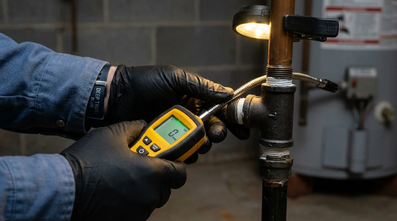 Gas leak detection with electronic sniffer by Johns Plumbing LLC in Sistersville