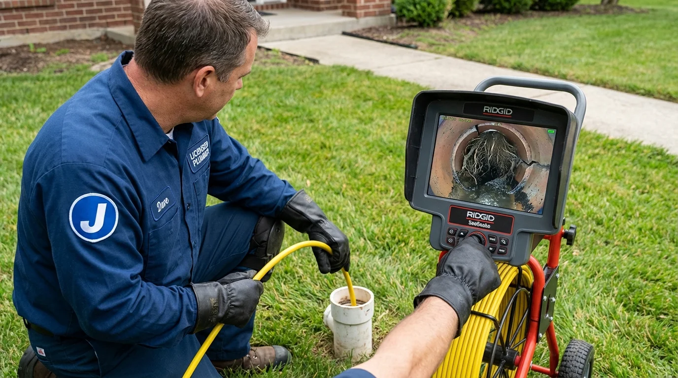 Sewer camera inspection being performed by Johns Plumbing LLC in Sistersville